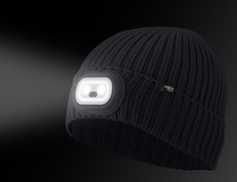 Hue med LED-lommelygte Neo Tools i grafitgrå