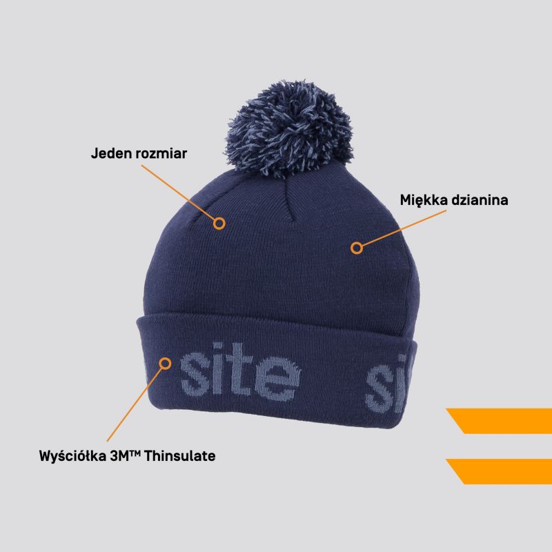 Site pomponhue i navyblå