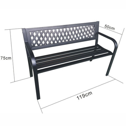 Sort havebænk KAlia med stålben, bredde 122 cm, 1 stk.