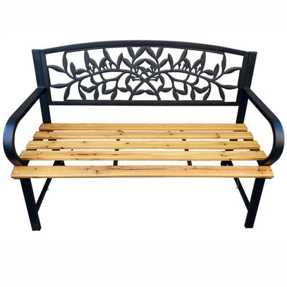 Sort havebænk REO med lakeret træ og stålfødder, bredde 118 cm, 1 stk.