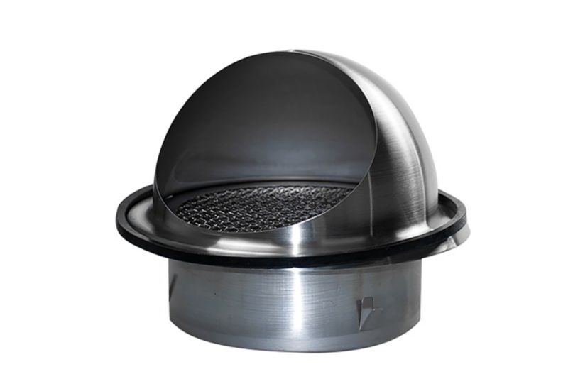 Krom-nikkel luftindtag og -udkast Ø 200 mm