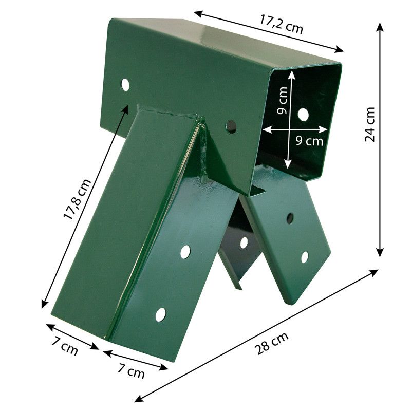 4iQ Group firkantet gyngeforbinder 9x9 cm 100 grader grøn med monteringshuller 1 stk.