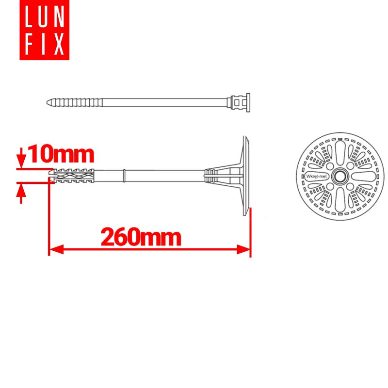 Isoleringsdybel 10x260 mm Hvid 100 Stk.