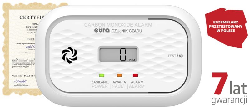 Fritstående kuliltealarm Eura CD-72A2V755 med LCD-display