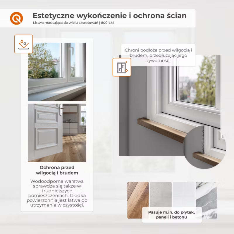 Dækliste PVC Selvklæbende 60 mm 25 m Hvid