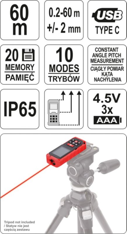 Laserafstandsmåler Yato Y6T-73127