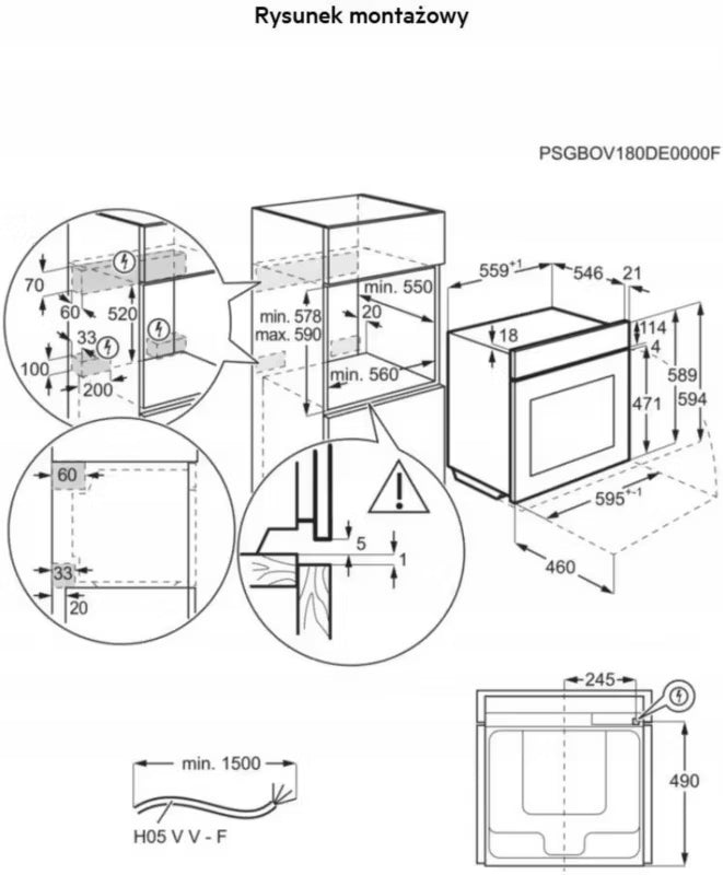 Dampovn Indbygning Sort Glas NBP9S831AB