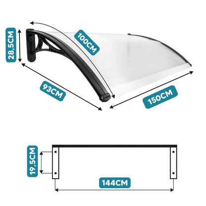 Buedørsejl Transparent 150x100 cm Polycarbonat