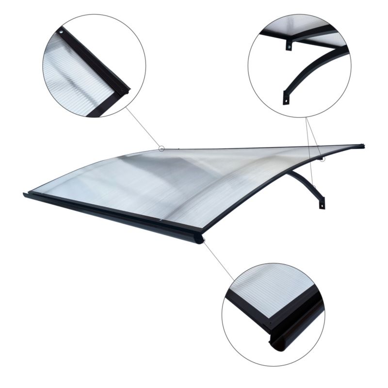 Døroverdækning Bøjet 160x100 cm Antracitgrå med Polycarbonat