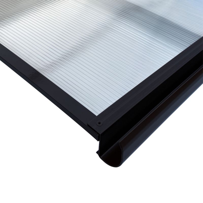 Døroverdækning Bøjet 160x100 cm Antracitgrå med Polycarbonat
