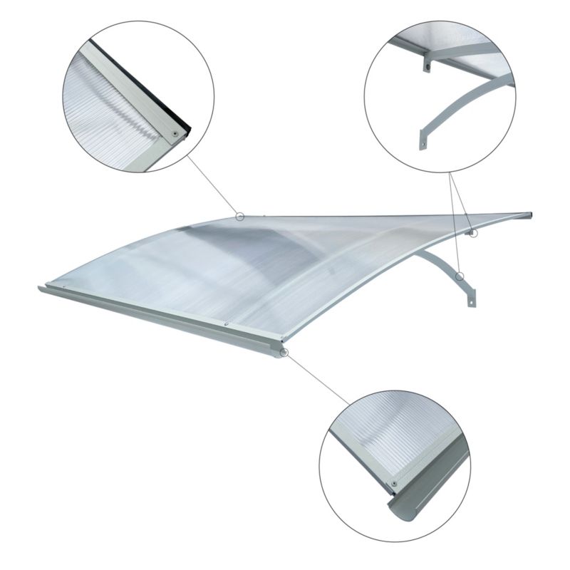 Døroverdækning Buet 160x100 cm Grå med Polycarbonat