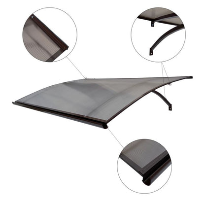 Døroverdækning Buet Polycarbonat 160x100 cm Brun RAL 8017 Aluminium