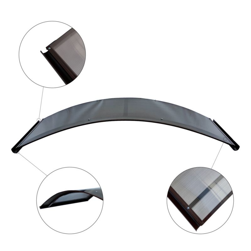 Dør baldakin buet aluminium 150 cm brun RAL 8017 polycarbonat