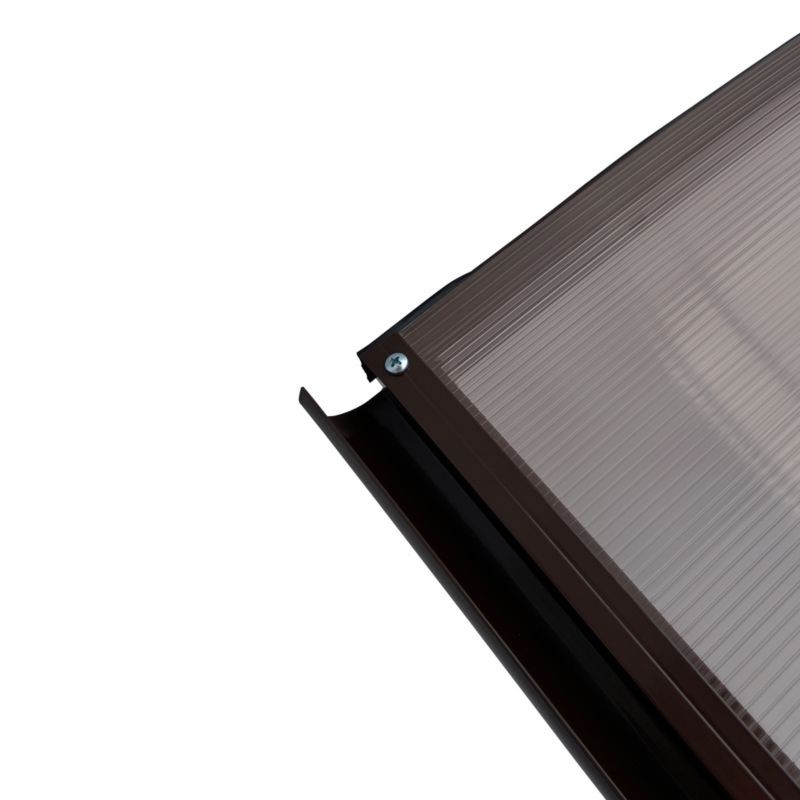 Dør baldakin buet aluminium 150 cm brun RAL 8017 polycarbonat