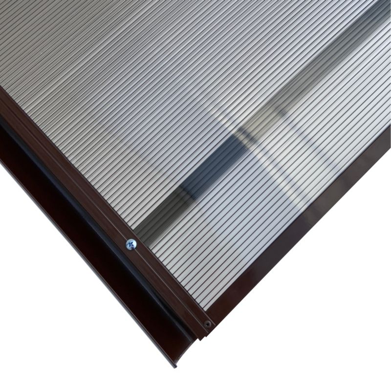 Dør baldakin buet aluminium 150 cm brun RAL 8017 polycarbonat