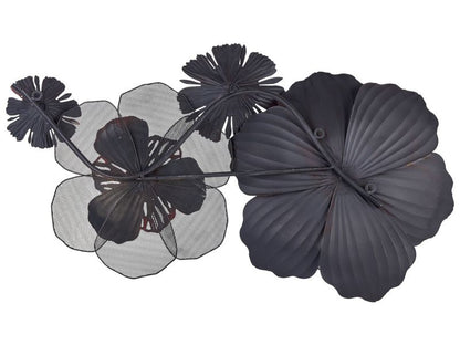 Scandium metal vægdekoration med røde blomster, 1 stk.