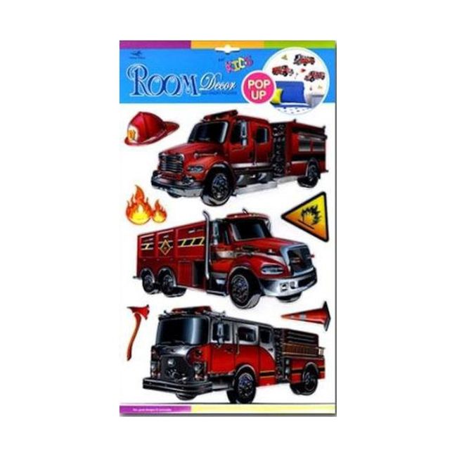 3D vægdekoration med brandbiler