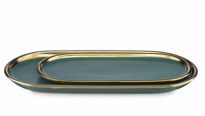 Dekorationsbakke 26x12,5 cm Grøn Guld