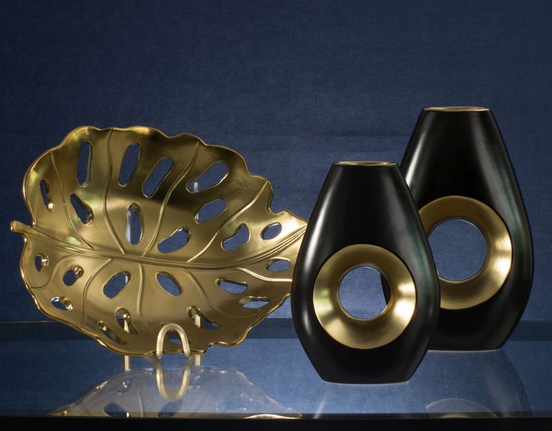 Dekorationsfad Keramisk 37x30 cm Guld