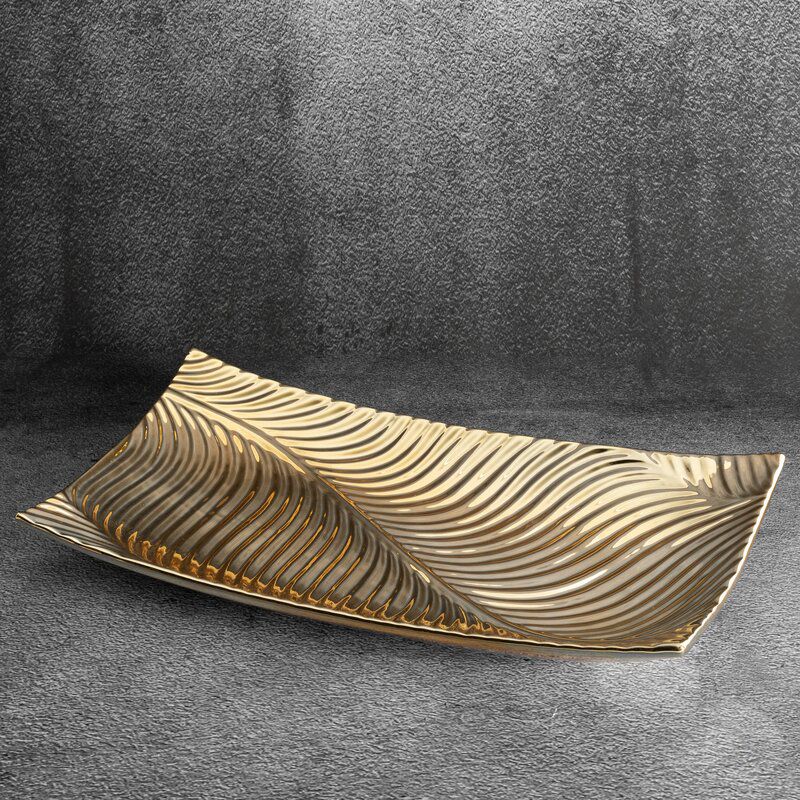 Dekorationsfad Keramisk 45x25 cm Guld