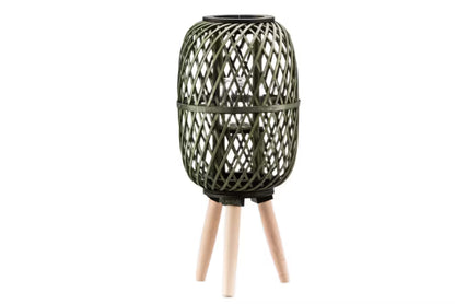 Dekorativ Lanterne Cane 80 cm Grøn med Træben