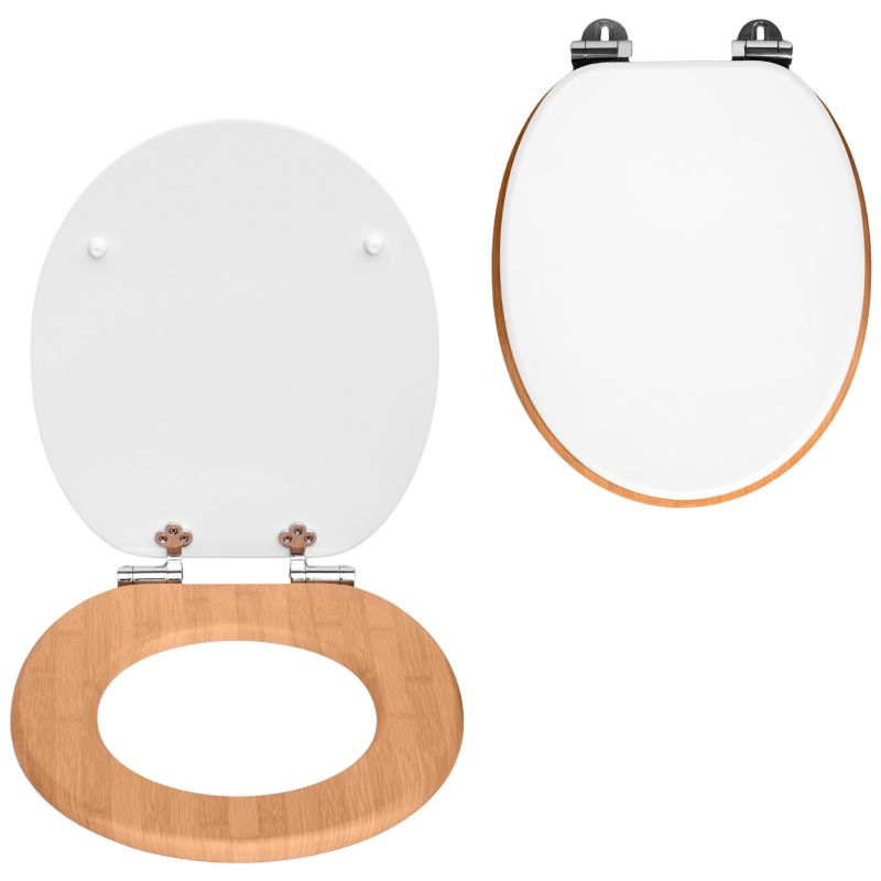 Toiletsæde MDF Hvid Trælook med Soft Close 43,5x37,5 cm