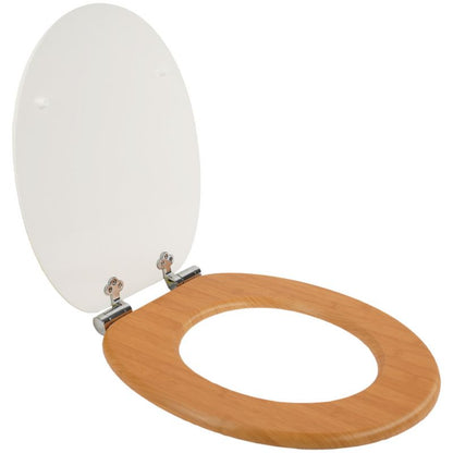 Toiletsæde MDF Hvid Trælook med Soft Close 43,5x37,5 cm