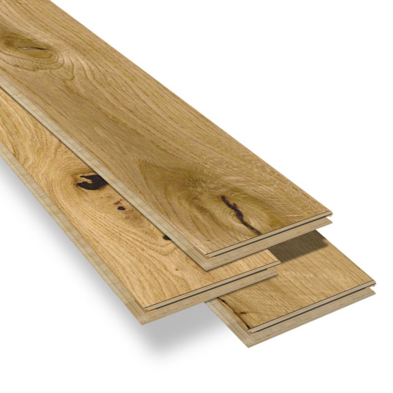 Arron 3-lags gulvplanke i eg med sildebensmønster, 1-lamel, 0,65 m²