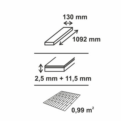 3-lags Gulvbræt Eg Belve M 1-stav 0,99 m²