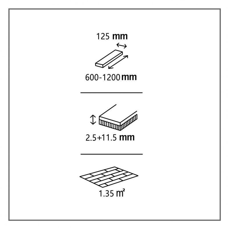 GoodHome Skara M 1-lamel 3-lags gulvplanke i eg 1,35 m2