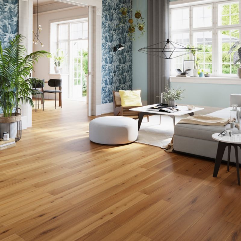 GoodHome Visby M Rustic 3-lags gulvplanke i eg, 1-lamel, 0,99 m²