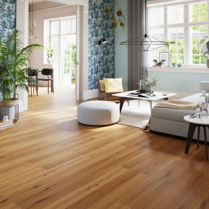 GoodHome Visby M Rustic 3-lags gulvplanke i eg, 1-lamel, 0,99 m²