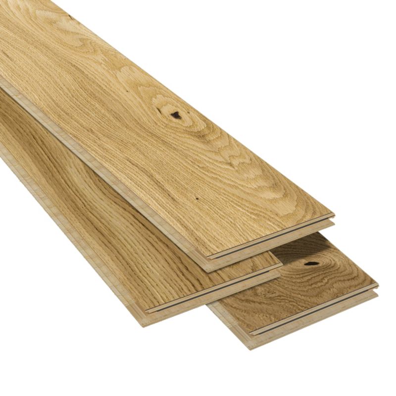 GoodHome Visby M Rustic 3-lags gulvplanke i eg, 1-lamel, 0,99 m²
