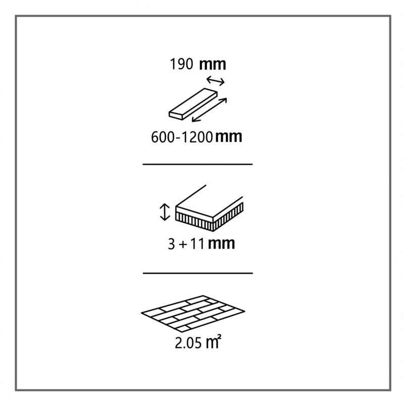 GoodHome Visby XL 3-lags gulvplanke i eg, 1-lamel, 2,05 m²