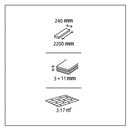 GoodHome Visby XXL 3-lags trægulv i eg, 1-lamel, 3,17 m²