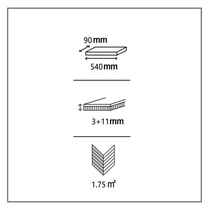 GoodHome Eslov trelags gulvbræt 14 x 90 x 540 mm fransk fiskebensmønster 1-lamel 1,75 m²