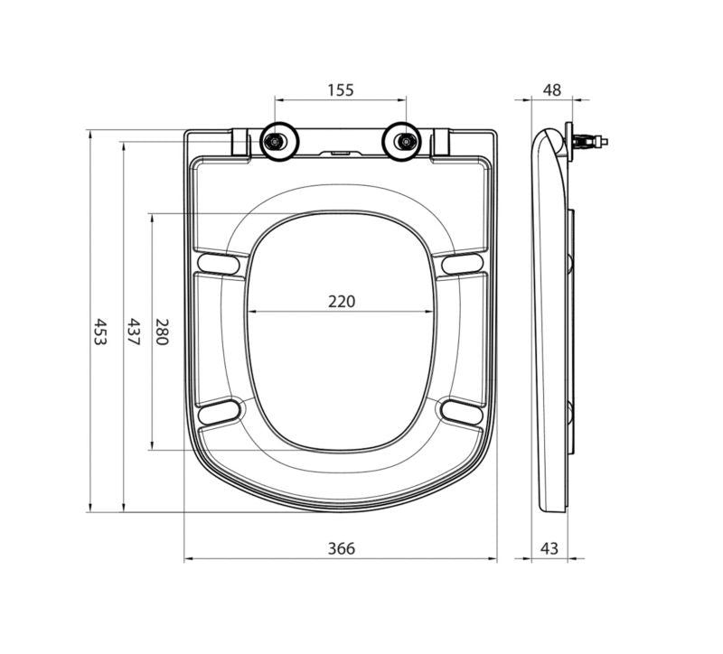 Toiletsæde Mero RimOff SoftClose Hvid 366x453x48 mm