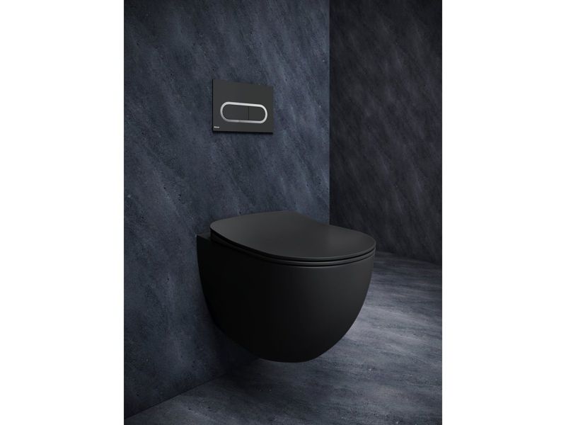 Toiletsæde Uni Chrome Flat Sort SoftClose 36 x 44,5 cm