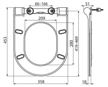 Toiletsæde Uni Chrome Slim Hvid SoftClose 358x453 mm