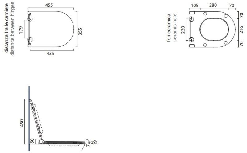 Toiletsæde Catalano Sfera Antibakteriel Cemento Satinato 45,5x35,5 cm