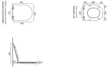 Toiletsæde Catalano Sfera Antibakteriel Cemento Satinato 45,5x35,5 cm