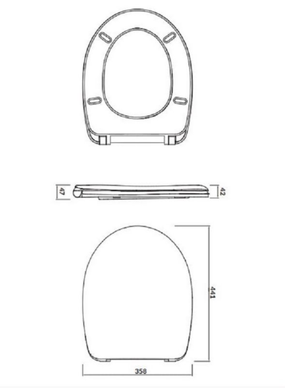 Toiletsæde Duroplast Hvid Antibakteriel Wolnoopadająca 441x358 mm