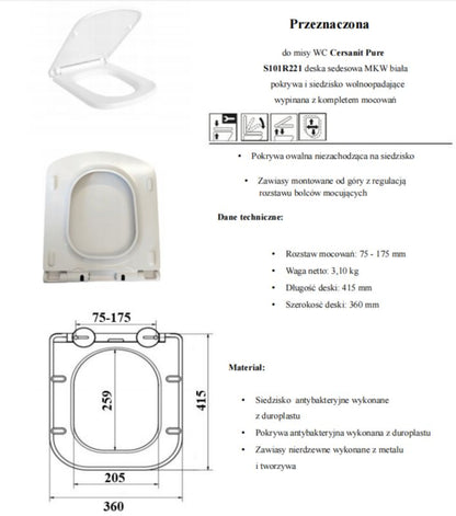 Toiletsæde med Soft Close Duroplast Antibakteriel Hvid 1 stk.