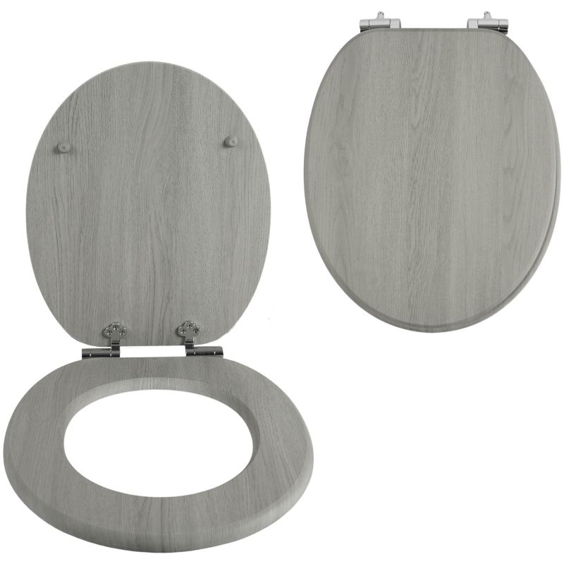 Toiletsæde MDF Grå Trælook Soft Close 43,5x37,5 cm