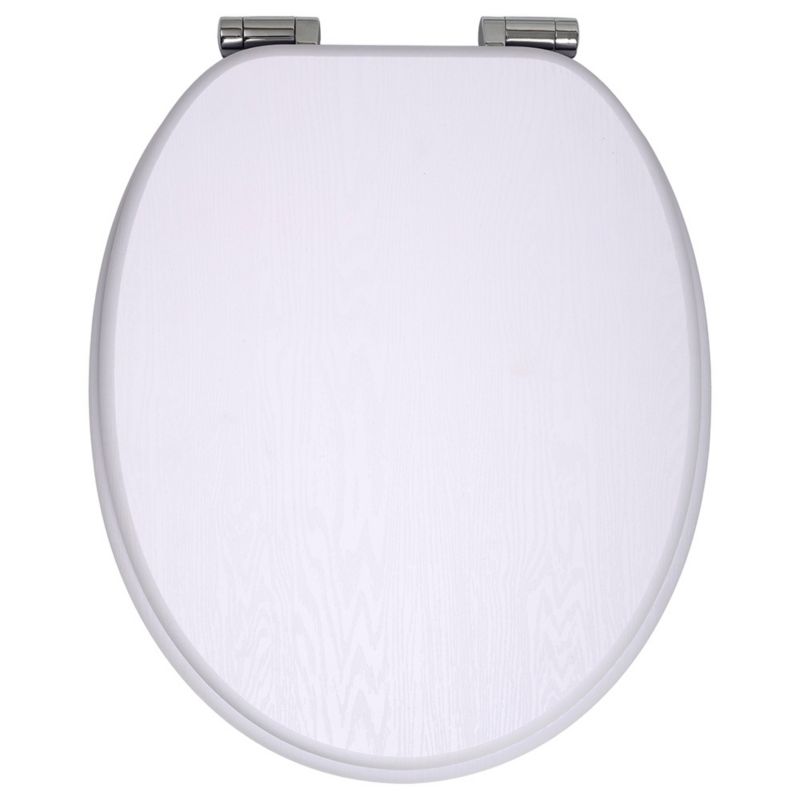 Toiletsæde med Træstruktur og Soft Close Hvid 43,5 x 37,5 cm