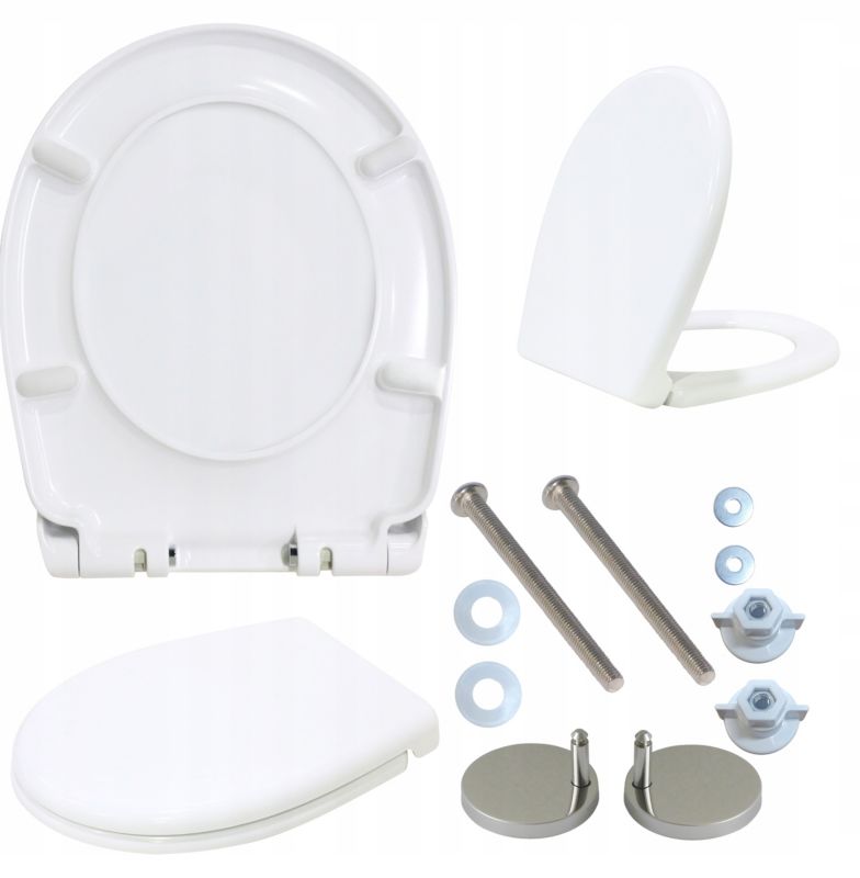 Toiletsæde Universal 35x42 cm Hvid Duroplast Blødt Luk Quick Release