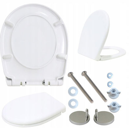 Toiletsæde Universal 35x42 cm Hvid Duroplast Blødt Luk Quick Release