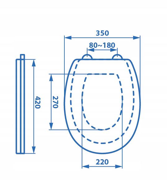 Toiletsæde Universal 35x42 cm Hvid Duroplast Blødt Luk Quick Release
