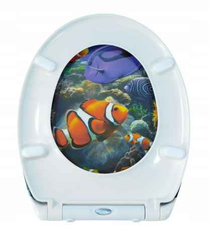 Toiletsæde Duroplast Ovalt 37,4x44,4 cm Havmotiv Hvid
