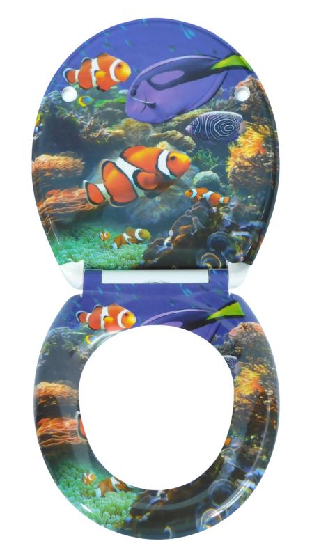 Toiletsæde Duroplast Ovalt 37,4x44,4 cm Havmotiv Hvid